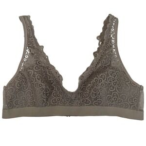 Aerie‎ Lace Bralette Bra Taupe Polka Dot V Neck Wireless Bralette M Boho